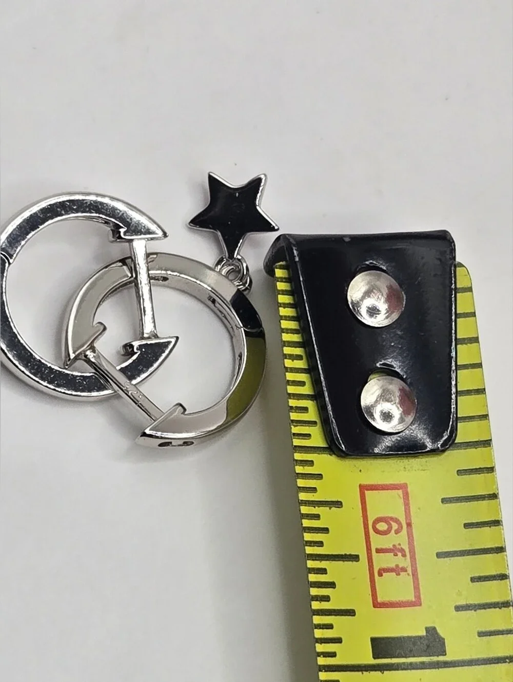 Sterling Silver Star Charm Hoop Earrings - Silver